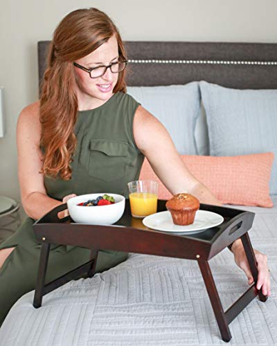 BirdRock Home Bamboo Bed Tray with Folding Legs, Walnut Q61664