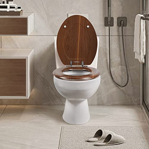 Angol Shiold Elongated Molded Wood Toilet Seat with Quiet Close and Quick Release Hinges D969984