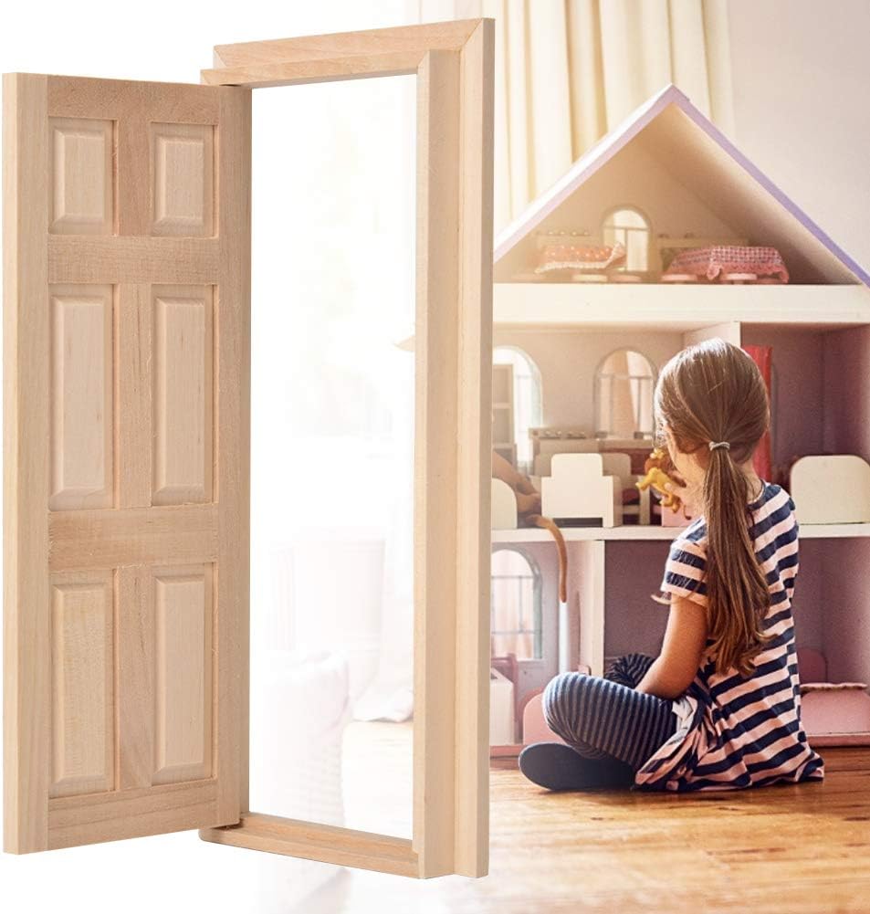 1:12 Doll House Mini Wooden Door DIY Hollow Door Set Z5358