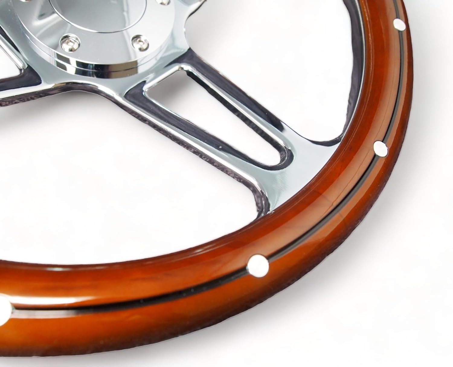 Classic Nostalgia 14" Wood Grain Steering Wheel - 350mm, 3-Spoke Z9604