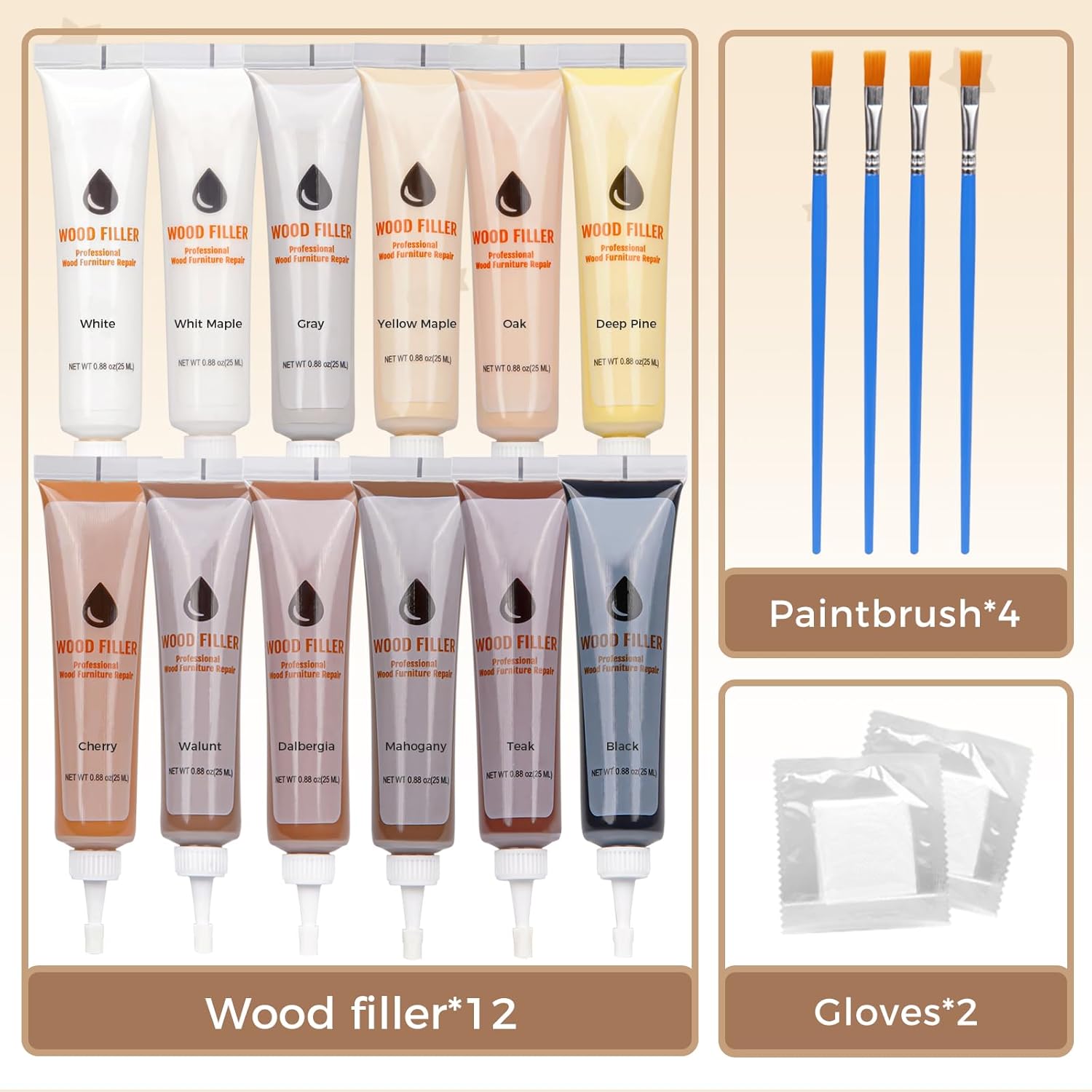 Wood Furniture Repair Kit, 12 Colors Filler for Scratches, Cracks, Holes Q771