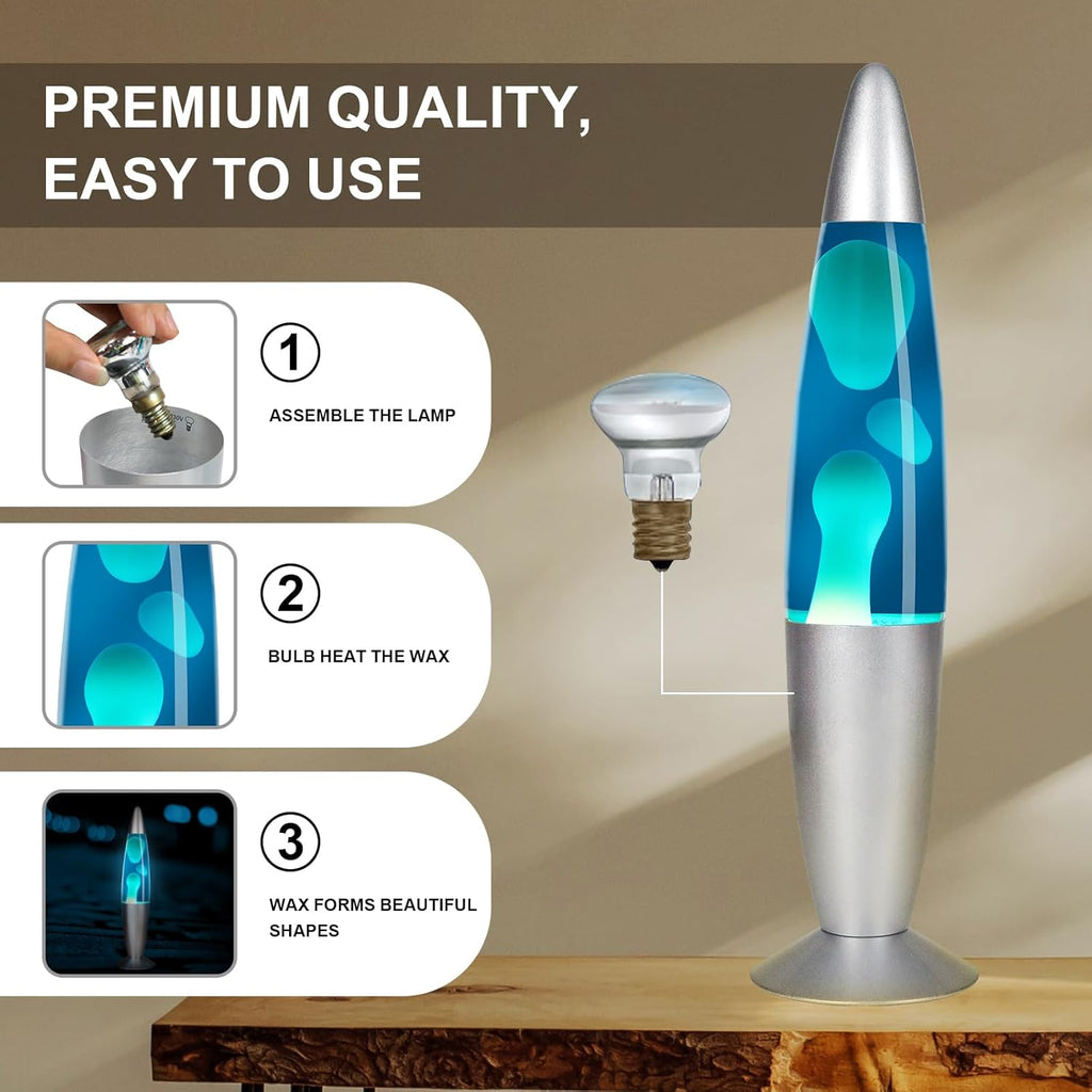 16-Inch Blue Lava Lamp with Yellow Wax for Home Decor H519374