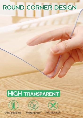 60x60 Inch Clear Plastic Table Cover Protector PVC Tablecloth Waterproof A558