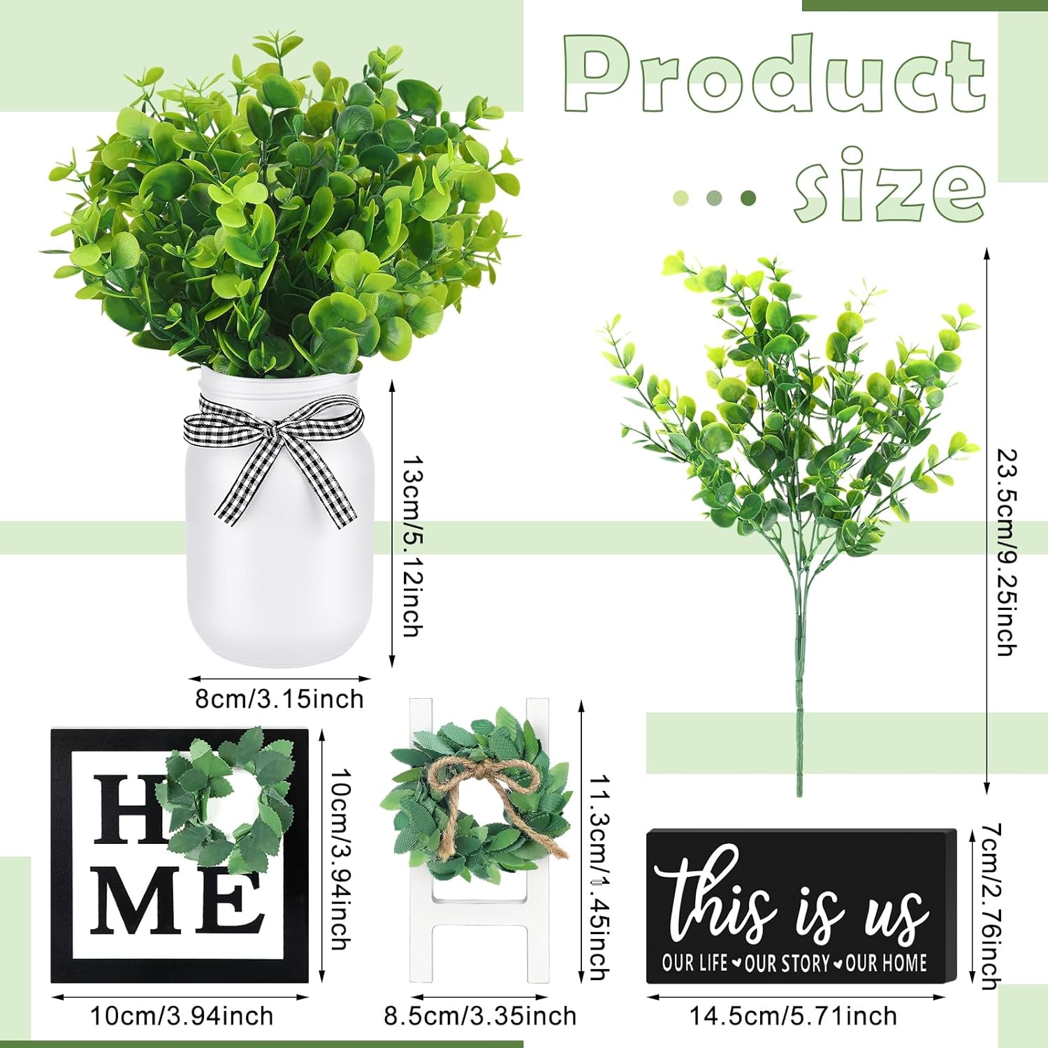 Jexine 12 Pcs Eucalyptus Mason Jar Table Centerpieces Farmhouse Tiered Tray Decor J83133