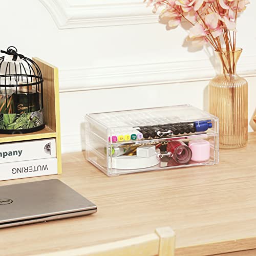 Cq Acrylic Storage Desk Box with 3 Drawers, Plastic Makeup Organizer X605022