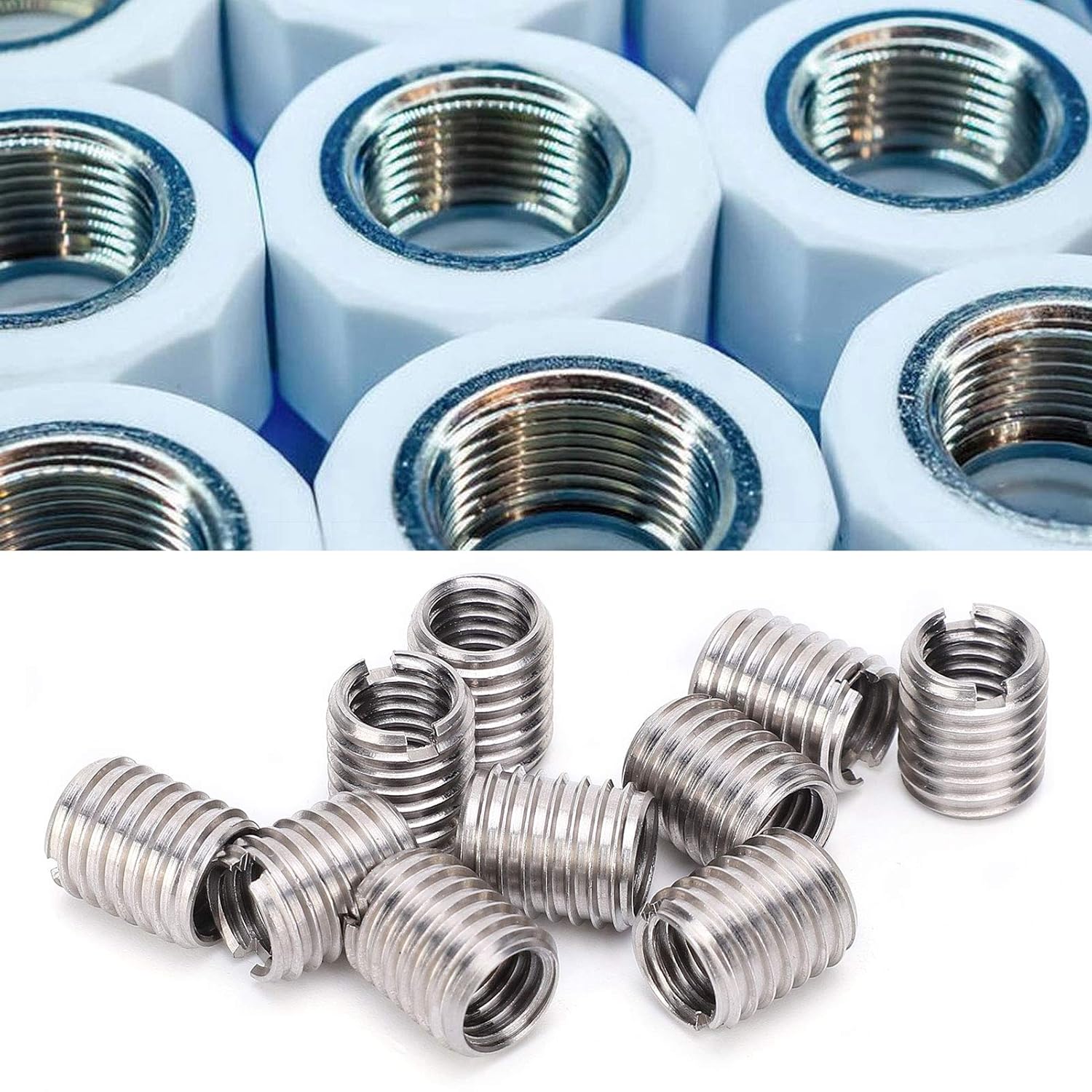 Wood Inserts Bolt 10Pcs Stainless Steel Hex Socket Furniture Screw Nut 20 x15mm K78545