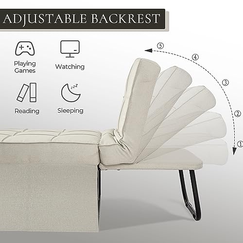 WMK Convertible Chair Bed 4 in 1 Sleeper Sofa with Adjustable Backrest, Gray E1393