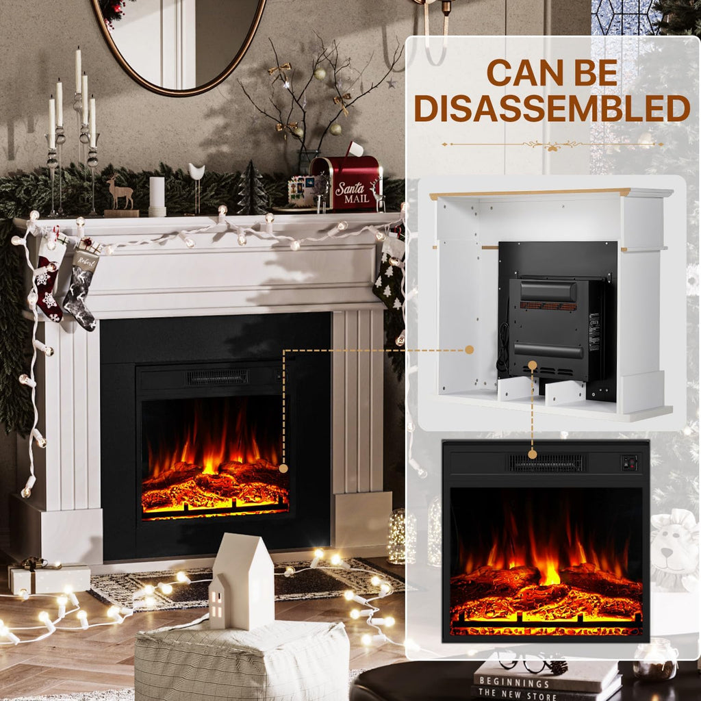 Electric Fireplace with 43" Mantel, Freestanding TV Stand, 1500W Heater D6037