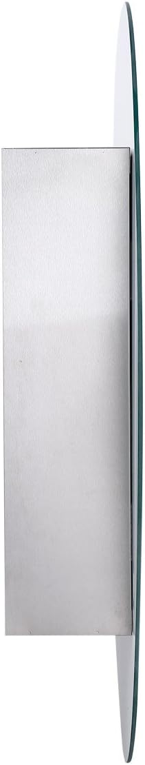 Oval Wall Mounted Medicine Cabinet Brushed Stainless Steel with Mirror 26" x 18" G691298