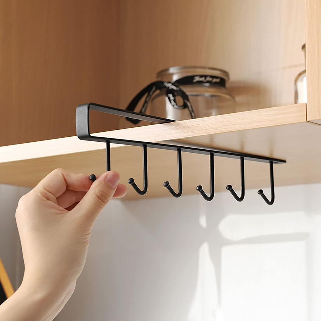 Under Cabinet Cup Holder with 6 Hooks, 2 Pack S5670