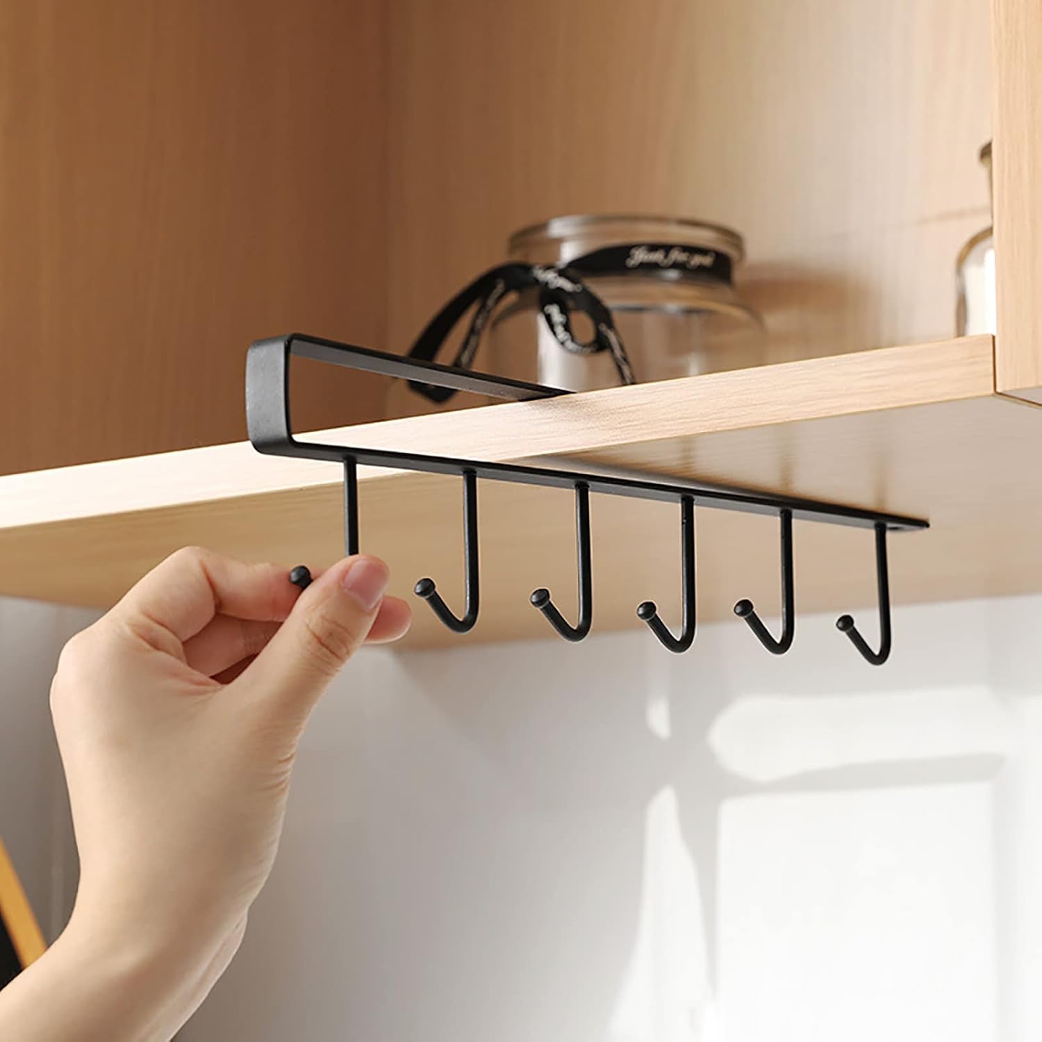 Under Cabinet Cup Holder with 6 Hooks, 2 Pack S5670
