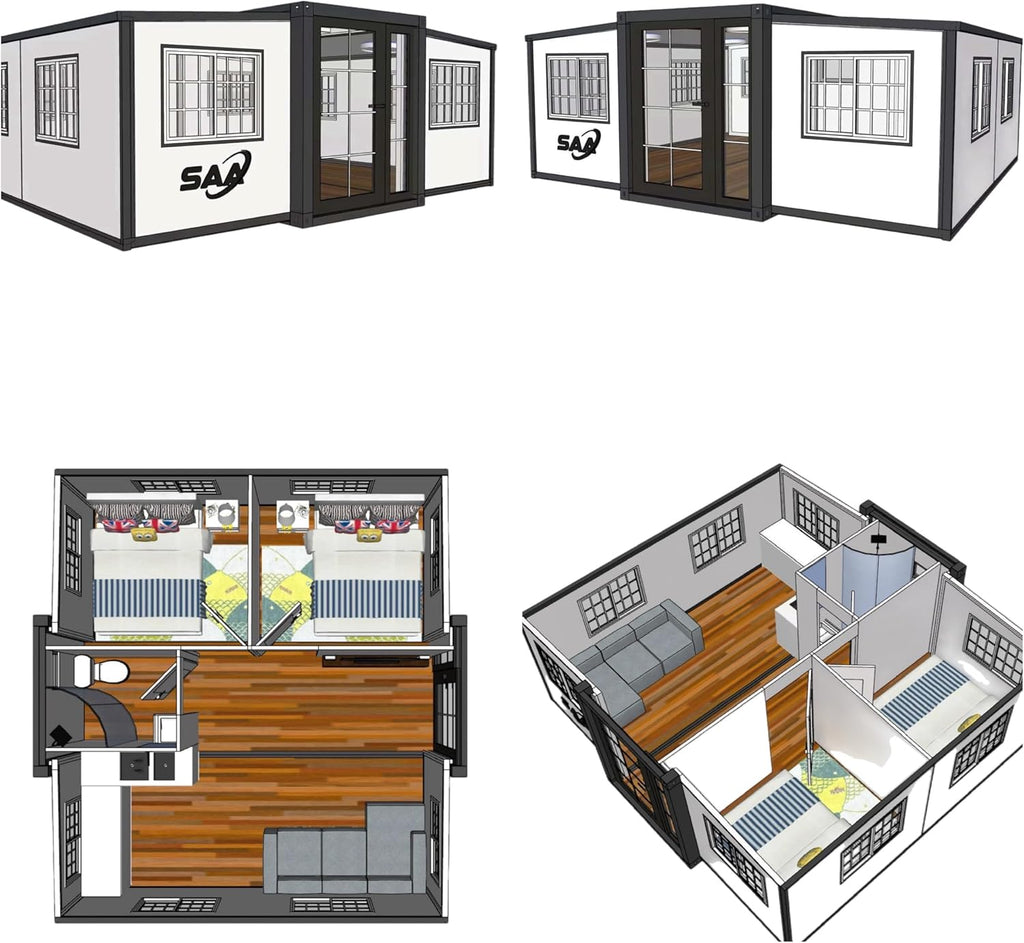 SAA Tiny Expandable Prefab House 2 Rooms 1 Kitchen 1 Bathroom 19 x 20 FT E71929