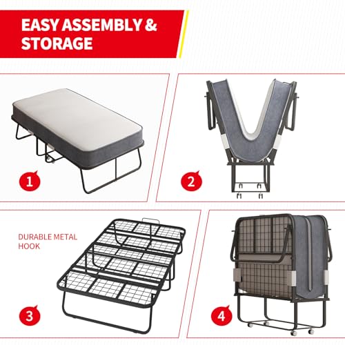 MUZZ Folding Bed with 5" Memory Foam Mattress for Adults Z696247