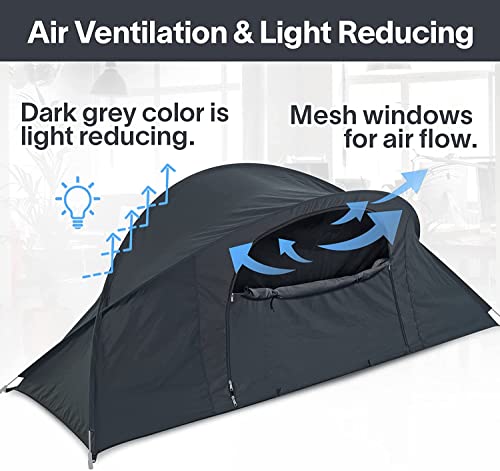 EighteenTek Bed Canopy Privacy Tent for Office Sleeping, Portable Pop Up, Grey I663765