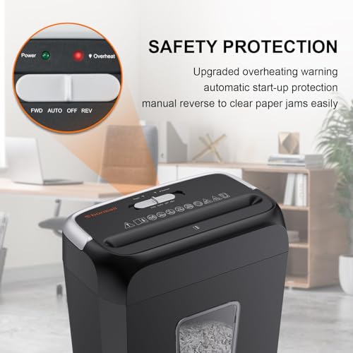 Bonsaii 6-Sheet Crosscut Paper Shredder with Wastebasket P220646