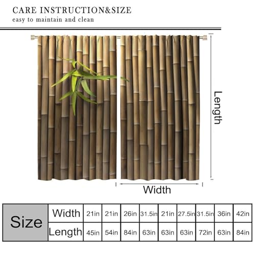 Bamboo Curtains Blackout Window Drapes for Bedroom Living Room 52"W x 84"L X100905