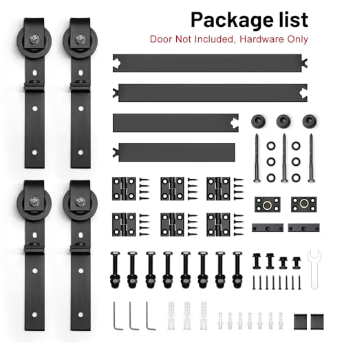 72" Bi-Folding Sliding Barn Door Hardware Track Kit for 4 Closet Doors, Black F872233