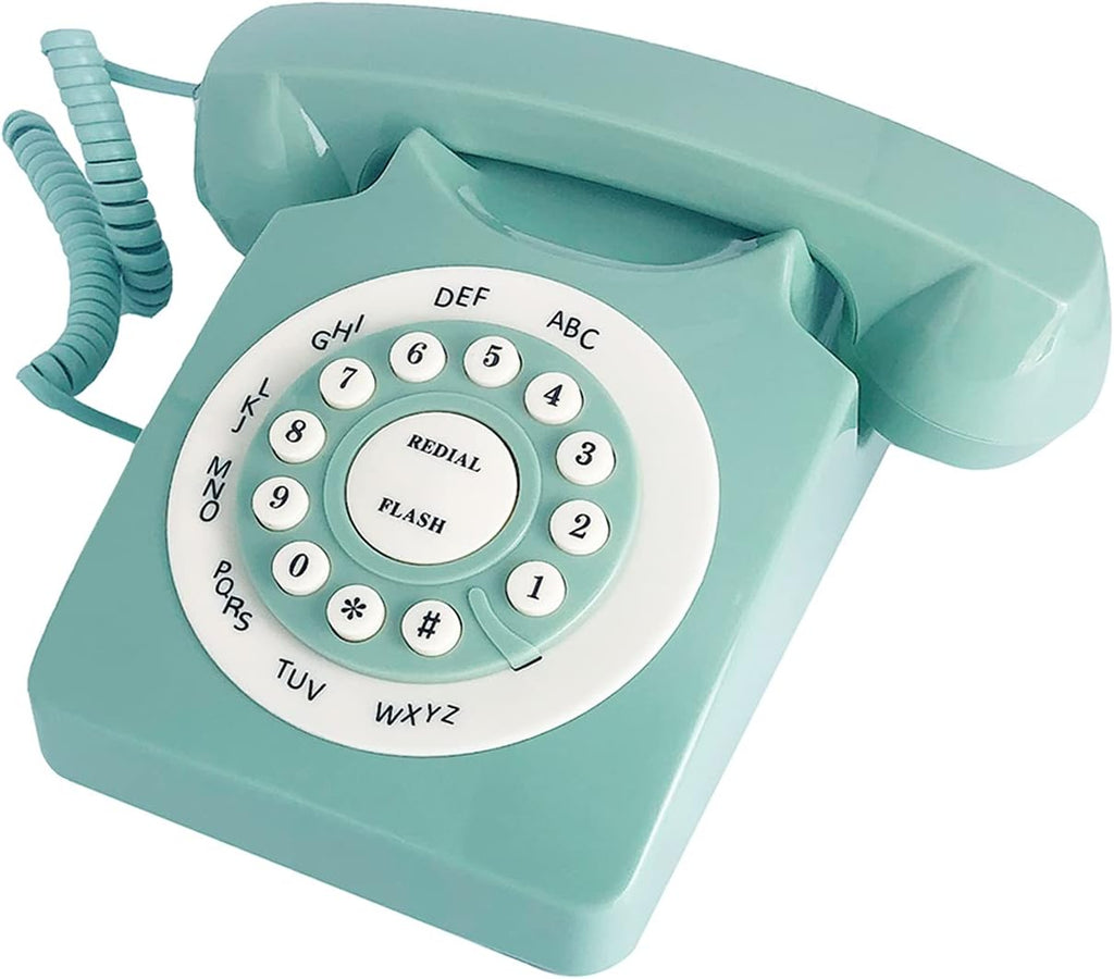Beneno Retro Landline Telephone Green Rotary Design Corded Desk Phone T4848