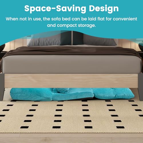 KOMFOTT Foldable Floor Lazy Sofa with 2 Pillows, 6-Position Adjustable, Beige G899