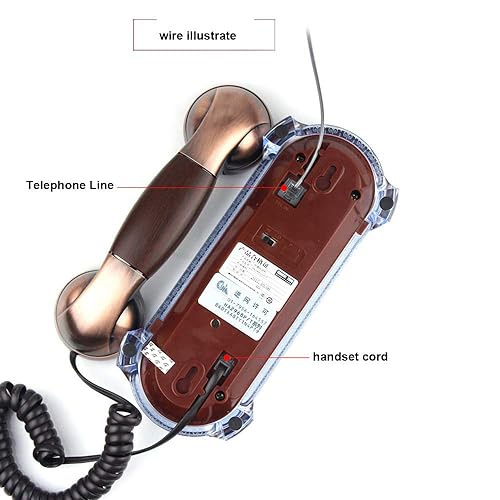 TelPal Trimline Corded Phone Retro Wall Mounted Telephone Red Bronze E90514