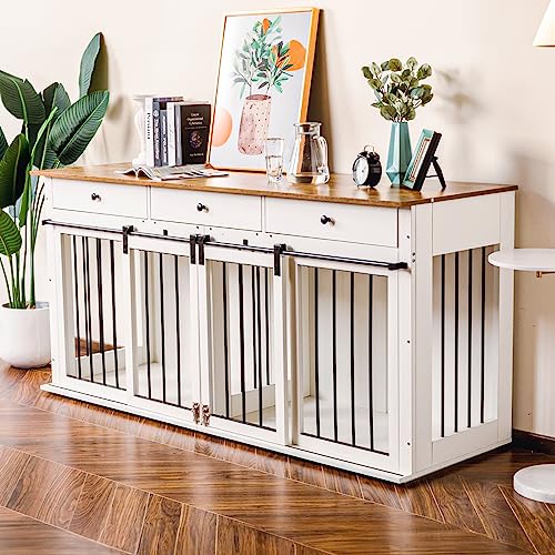 Scurrty Wooden Dog House Pet Furniture for Small Medium Dogs Indoor Use Grey-M O39762
