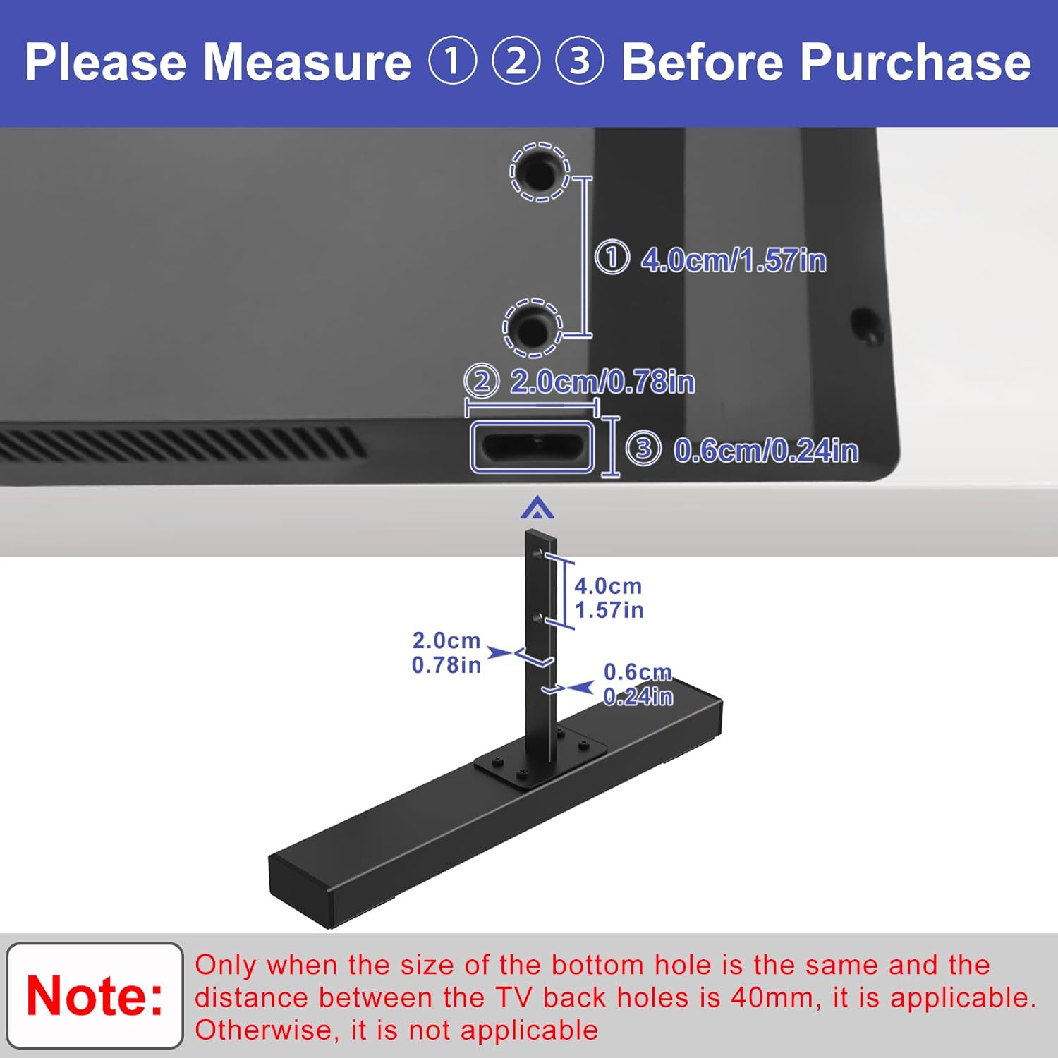 Metal TV Legs for Sony Bravia, 40mm Hole Distance L297357