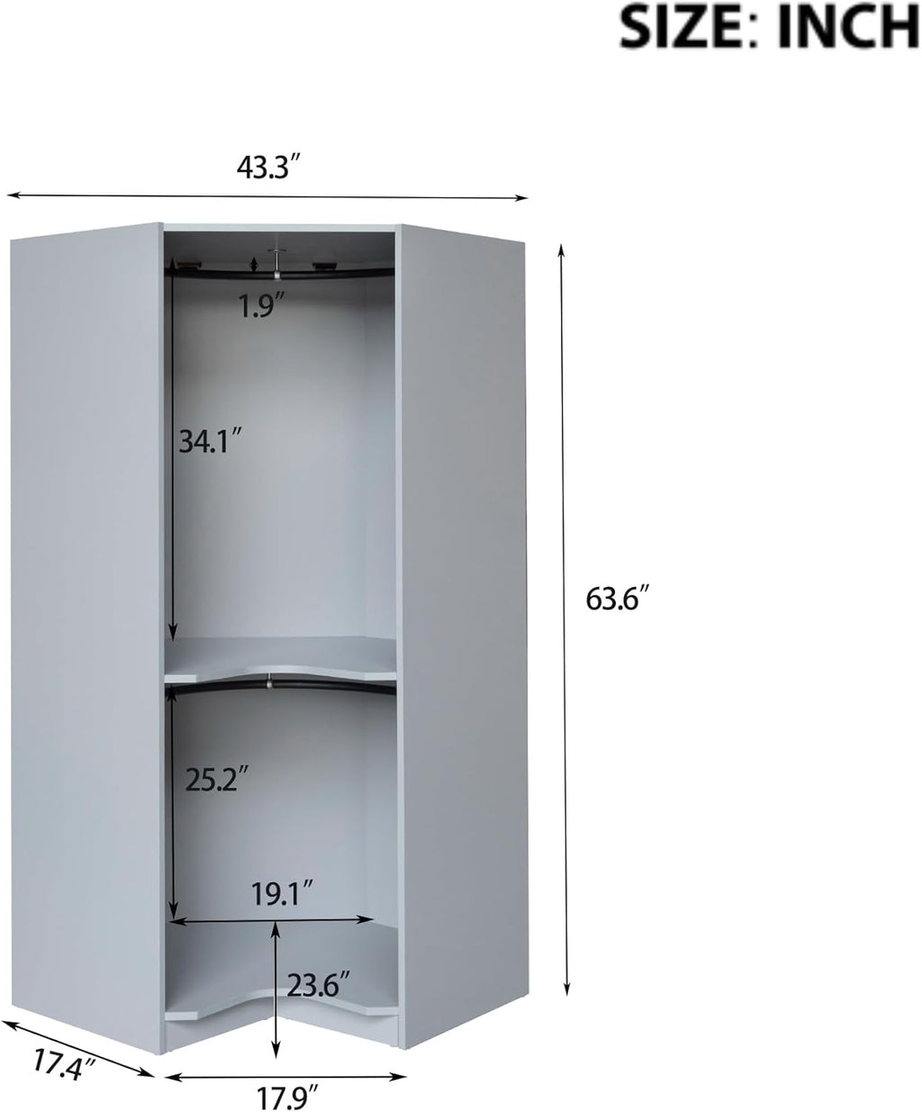 Armoir Wardrobe Closet & Cabinet with Hanging Rail, Freestanding for Bedroom L526172