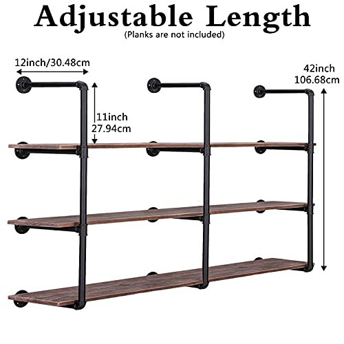 Pynsseu Industrial Iron Pipe Shelf Wall Mount, 4-Tier, 2 Pack V929