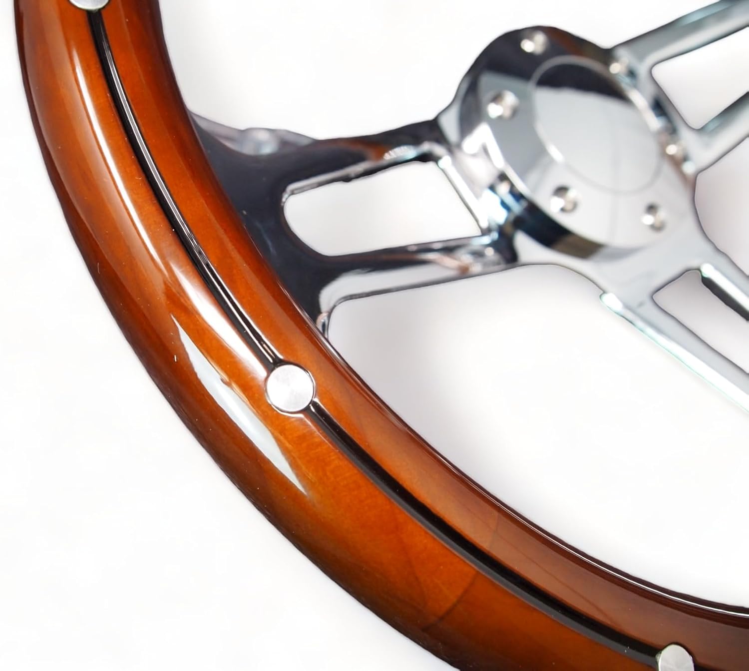 Classic Nostalgia 14" Wood Grain Steering Wheel - 350mm, 3-Spoke Z9604