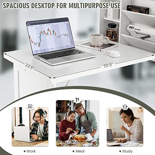 LDAILY Moccha Foldable Wall Mounted Table with Storage, Wood Floating Desk, Black C967754