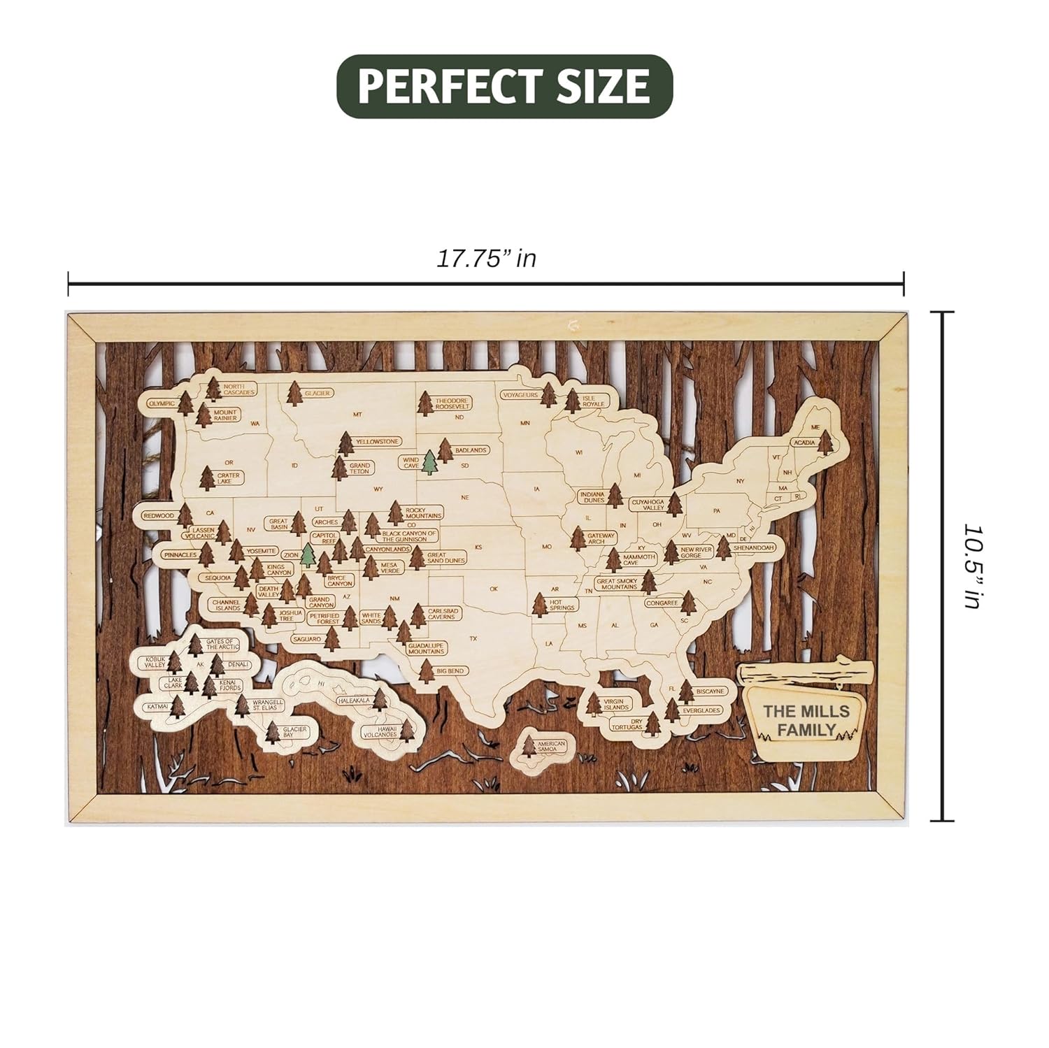 Personalized US National Parks Map Wall Art P6385
