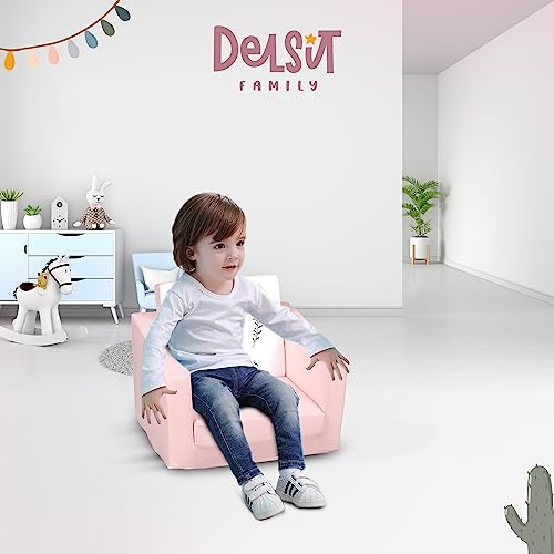 Delsit Fold Out Toddler Chair with Removable Cotton Cover, Skater Bear Q14016