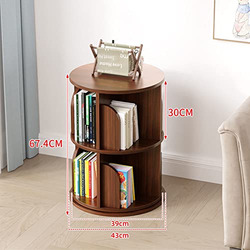 Solid Wood 2-Tier Rotating Bookshelf for Living Room & Office Q89182