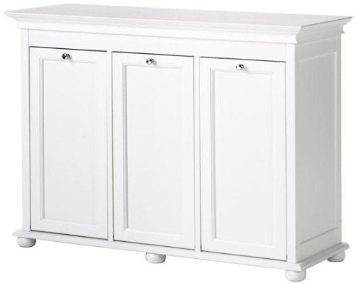 Hampton Bay 37 Inch White Triple Tilt Out Bathroom Hamper, 27" Hx37 Wx13 D, White