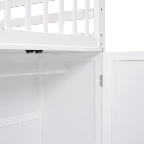 Harper & Bright Designs L-Shape Triple Bunk Bed with Stairs, Desk & Wardrobe, Espresso D9172