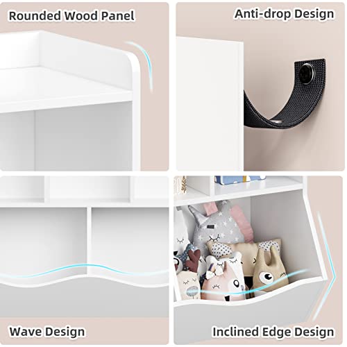 Kids Bookshelf and Bookcase Toy Storage with Cubby Organizer F247