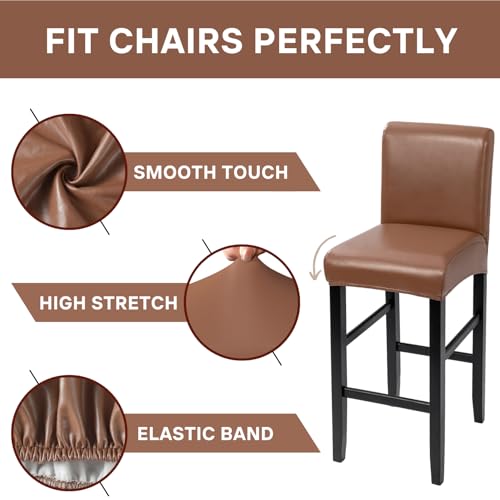 SearchI Waterproof PU Bar Stool Covers Set of 2, Removable Washable, for Kitchen Dining K417470