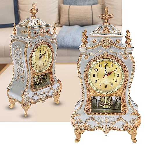 Wnvivi Vintage Table Clock Antique Desk Alarm Clock White S660