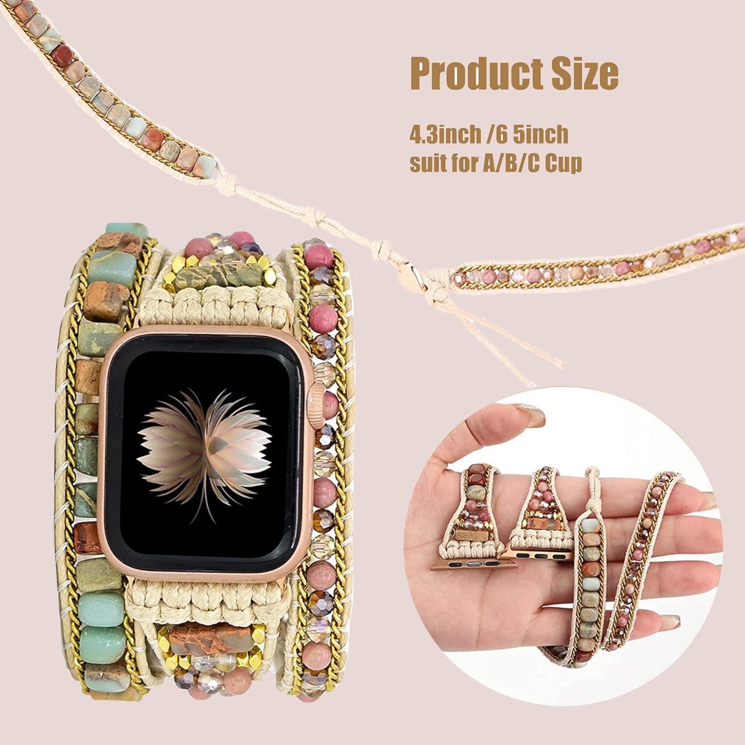 Handmade Beaded Boho Watch Band for Women, Compatible with Apple Watch 38-45mm X453884