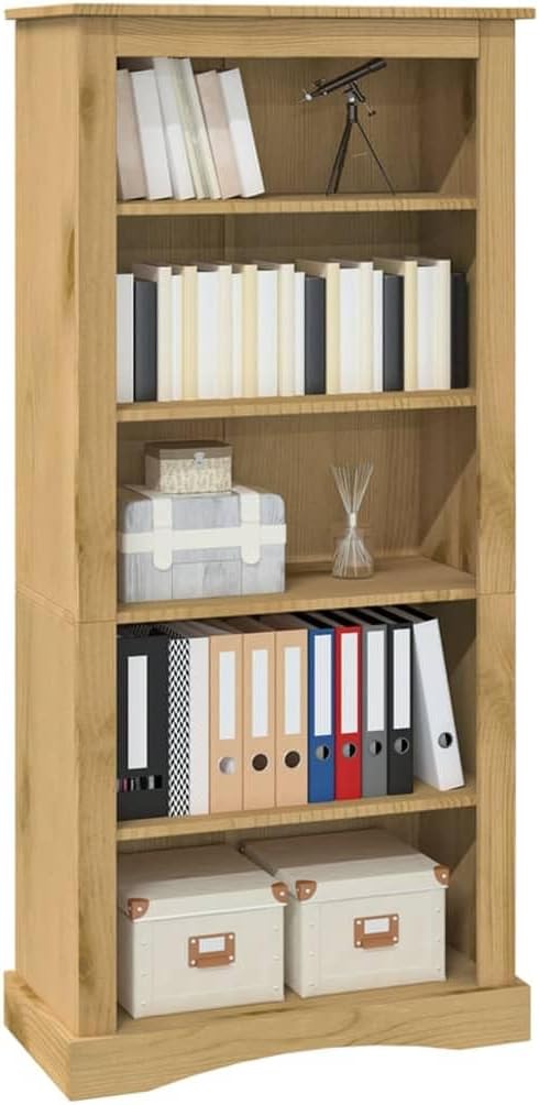 5-Tier Bookcase Office Furniture Bookshelf for Bedroom Mexican Pine Corona F569
