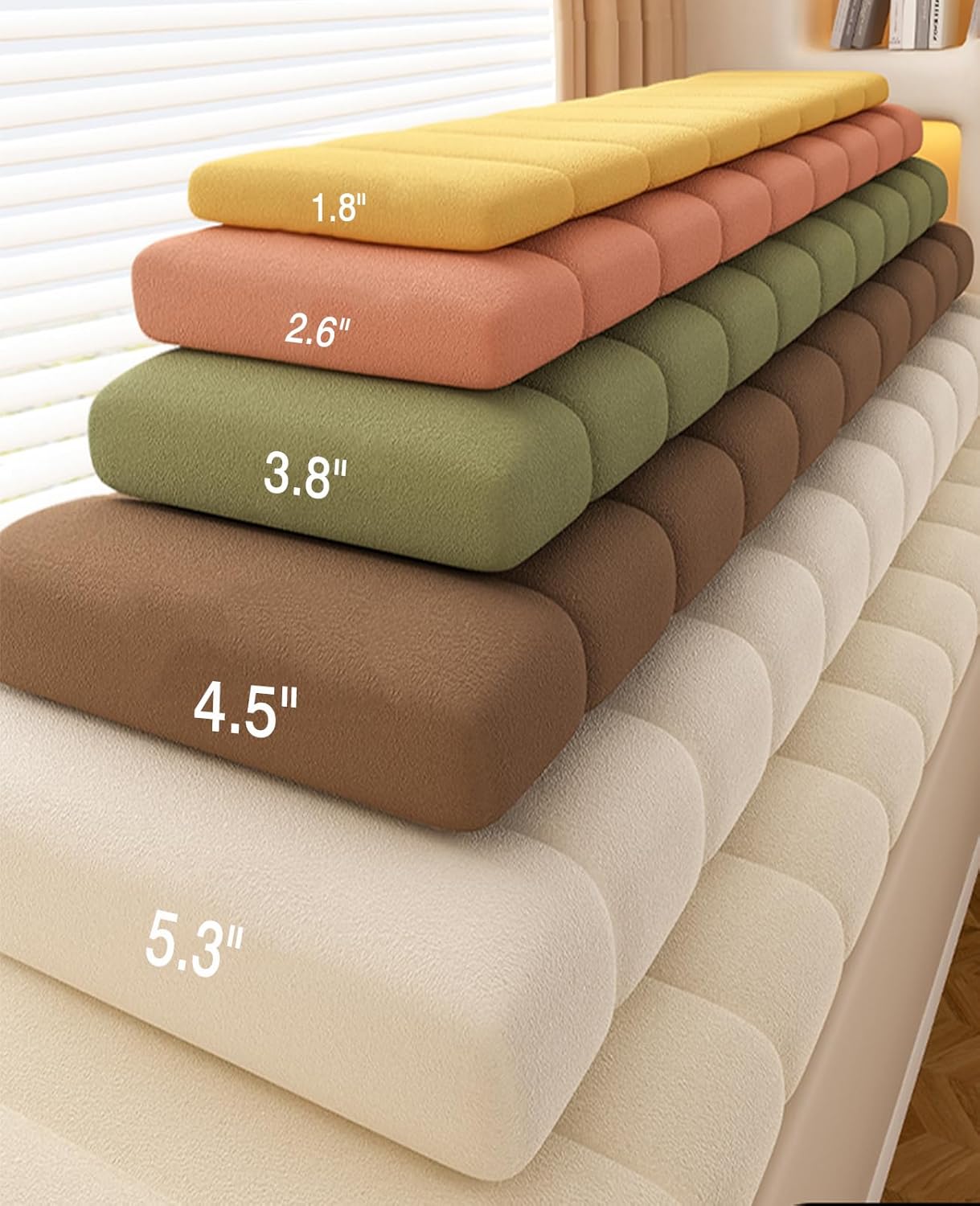 Custom Window Seat Cushions Indoor, Anti-Cat Scratch Waterproof Bay Window Cushion, Non Slip Thickened Bench Cushions for Indoor Furniture