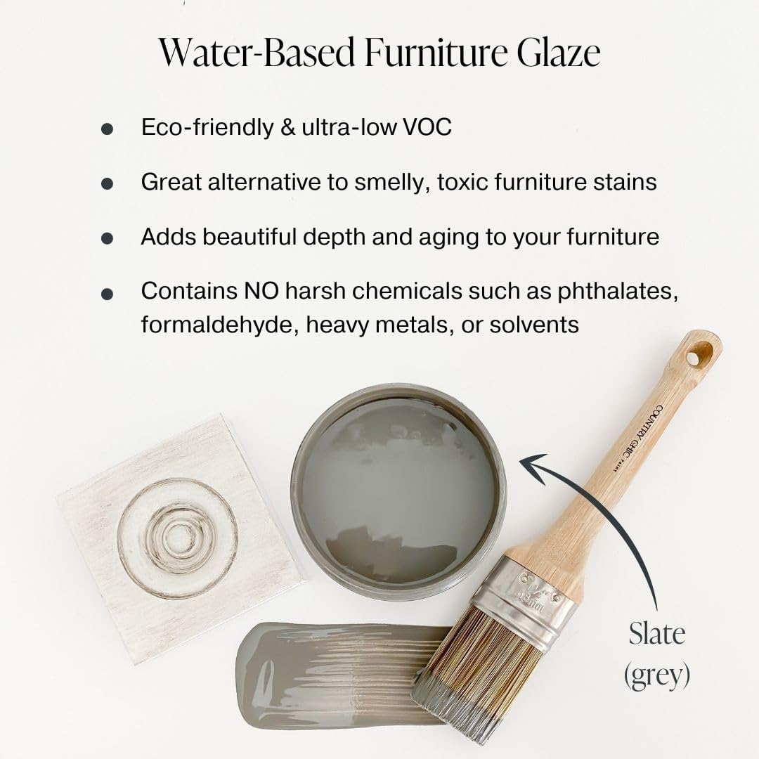 Furniture Glaze Antique Patina for Chalk Paint, Eco-Friendly Wood Stain, Slate Grey, 4 oz Q453