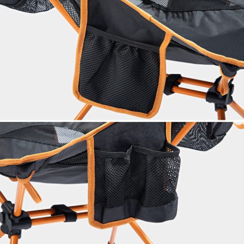 Ubon Compact Folding High Back Camping Chair with 2 Side Pockets Black/Gray F198