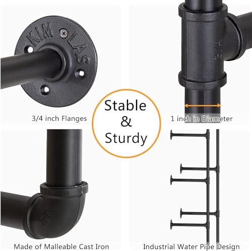 Pynsseu Industrial Iron Pipe Shelf Wall Mount, 4-Tier, 2 Pack V929