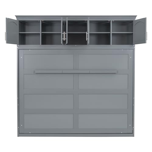 Full Size Murphy Bed with Top Cabinets and Pneumatic Lift A6933