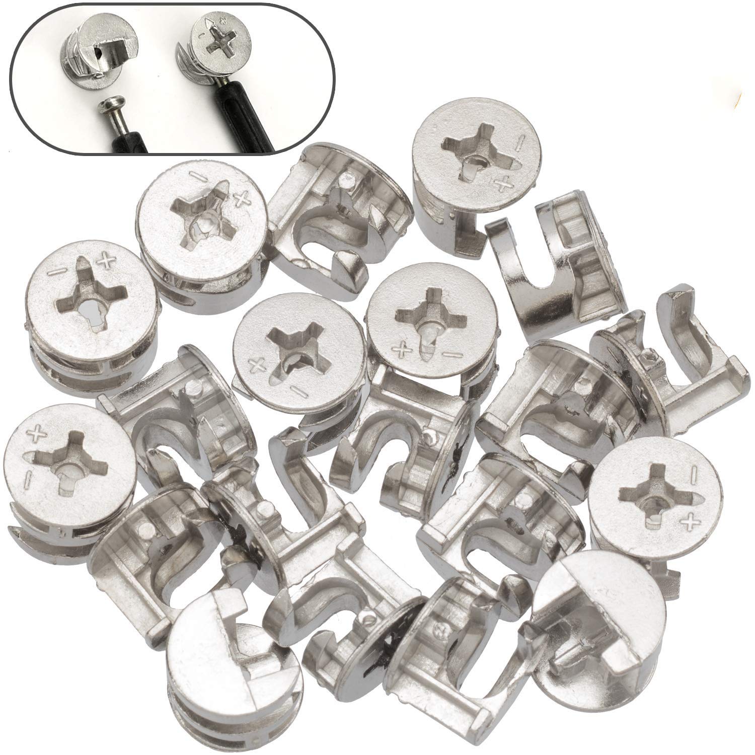 PAGOW 20 Count.Furniture Cam Lock Fasteners, 0.59X0.47 inch for Furniture Construction Sanity, Fittings Cabinet Drawer Dresser Wardrobe Furniture Panel Connecting, Joint Connector Nut