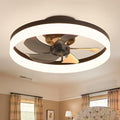 15.7" Ceiling Fans with Lights, Low Profile Ceiling Fan with Lights and Remote, Dimmable,6 Wind Speeds,Flush Mount Ceiling Fan for Bedroom, Kids Room