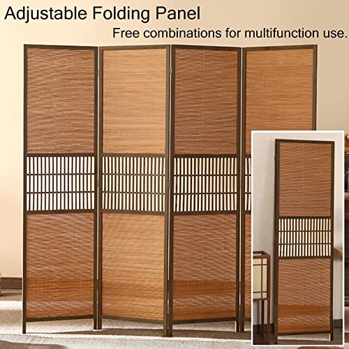 Room Privacy Screen Divider 4 Panel Folding Bamboo Partition Wall, 170cm Tall N49136