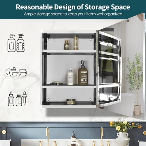 Movo Medicine Cabinet Mirror 18x24 Frameless Bathroom Wall Mount J496