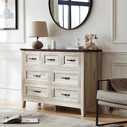 LINSY HOME Farmhouse 9 Drawer Dresser with Antique Handles, Black E97312